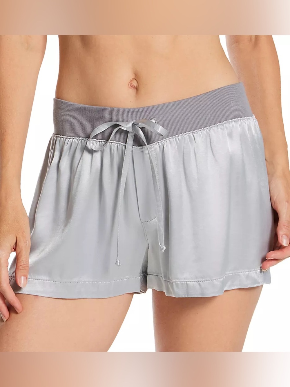 NWT Pj Harlow Mikel Satin Drawstring Shorts in Dark Silver